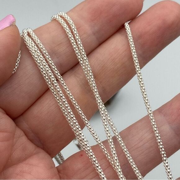 Sterling Silver Italian Popcorn Chain 24” - Picture 4 of 5